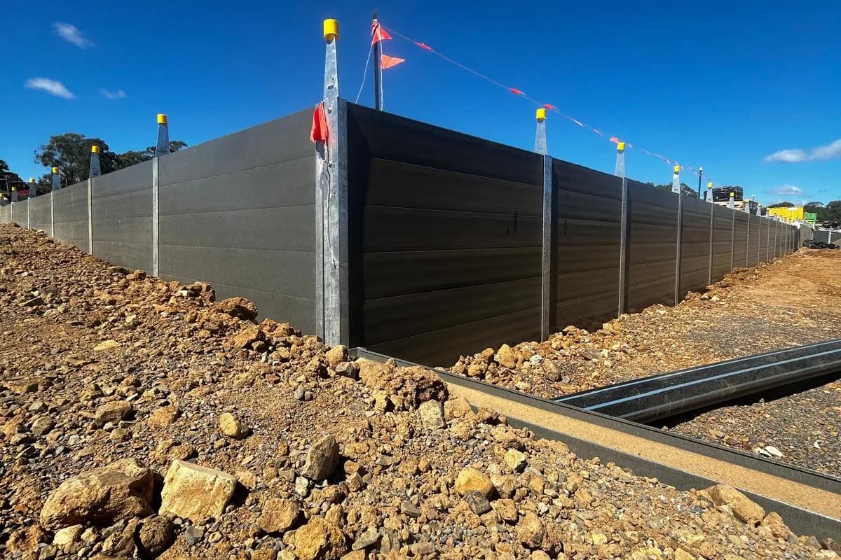 Concrete sleeper retaining wall installation